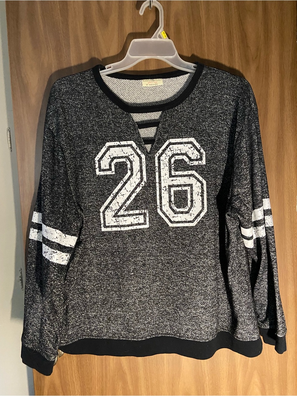 Bobbie Brooks Black Heather Pullover Sweatshirt with White '26' Graphic